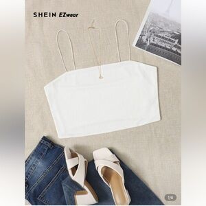 SHEIN Elegant White Spaghetti Strap Crop Cami